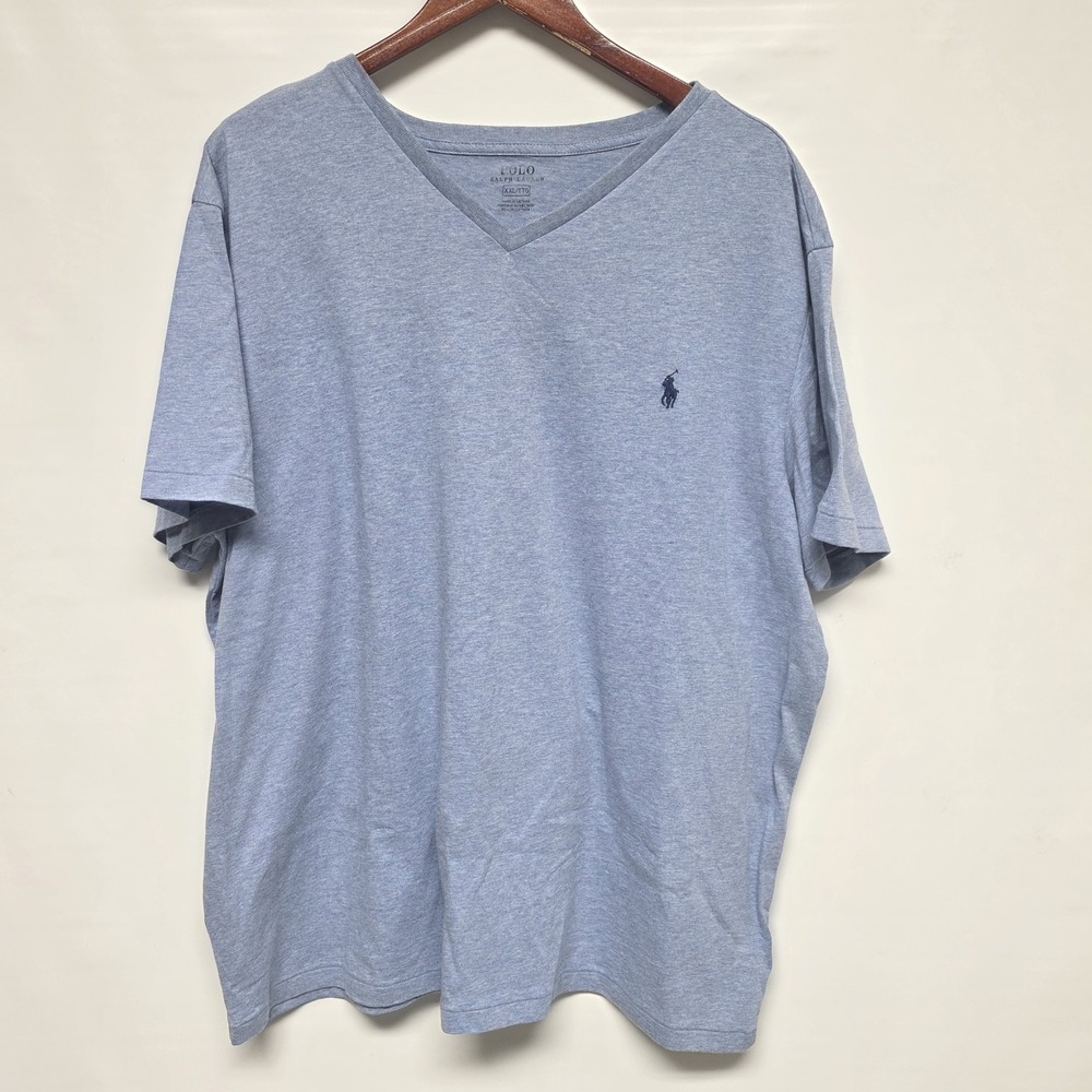 POLO Ralph Lauren Men's V-Neck T-Shirt Tee Blue Heather- Size XXL